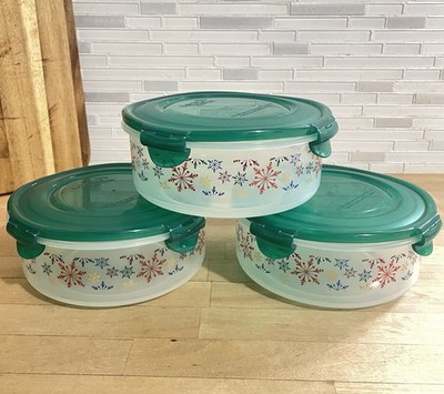 Lock & Lock Set of 3 Holiday Food Storage Containers w/Lids 41oz. Multicolor NEW