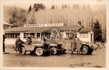 US Army Soldiers Dempsey's Tavern Wolf Creek OR Oregon 1930s RPPC  Postcard COPY