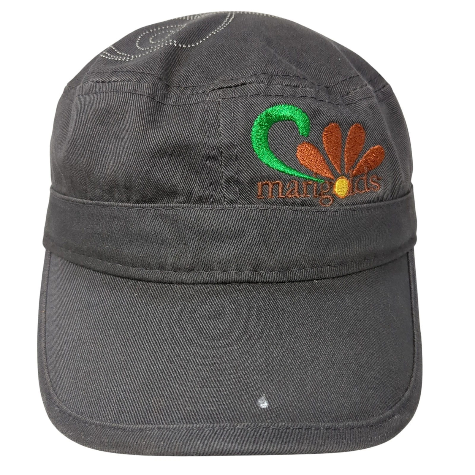 Marigolds Strapback Cadet Army Cap Gray OS Adjustable Embroidered Outdoor Cap