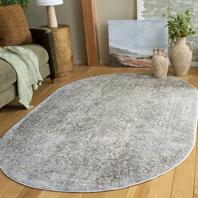 Safavieh Evoke Collection Area Rug - 5 X 8 Oval Ivory Taupe Distressed Design