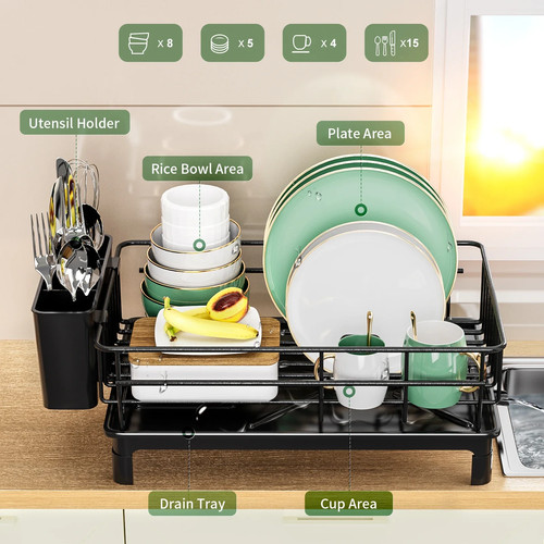 Estante de drenaje de platos, estante para cubiertos con bandeja de drenaje y línea de goteo, soporte para tazas ¡NUEVO!! - Imagen 4 de 12