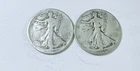 WALKING LIBERTY SILVER HALF DOLLAR 90% SILVER LOT OF 2 CIRCULATED COINS #10023