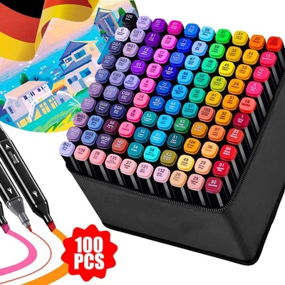 MARKENLOS Graffiti Stifte Pinsel Twin Marker 100 Fraben Permanent Alkohol Marker Set DHL