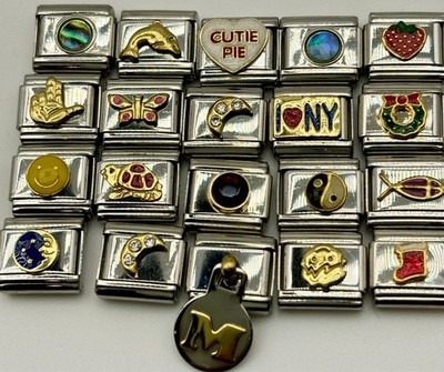 100 Pcs Italian Charm Links For Bracelets Jewelry Stainless Mixed Lot-Gems-Novel