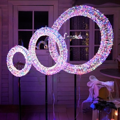Yescom Pre-Lit 1700 LED Lighted Christmas Wreath Decoration 3 Pcs Outdoor Yard