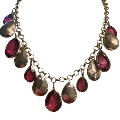 Vintage Necklace Bohemian Boho Purple/Silver Cha Cha Style Dangle beaded 17.5 