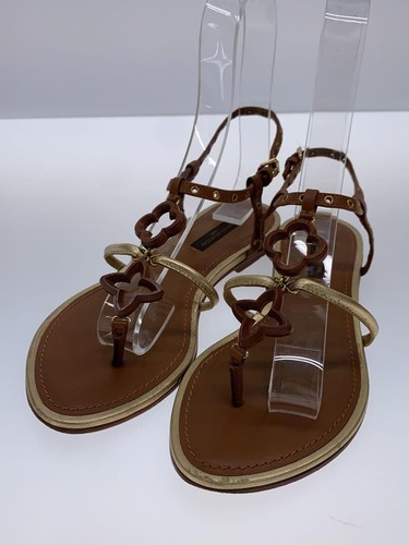 LOUIS VUITTON SANDALS 34.5 Gold Used - Picture 2 of 6