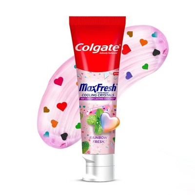 2 X Colgate MaxFresh Rainbow Gel Toothpaste HeartShape Cool Crystal 100g | USA