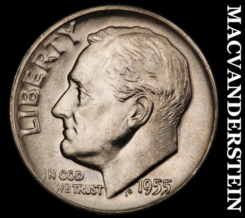 1955-D Roosevelt Dime- Silver- Choice Gem Brilliant Uncirculated No Reserve #J17