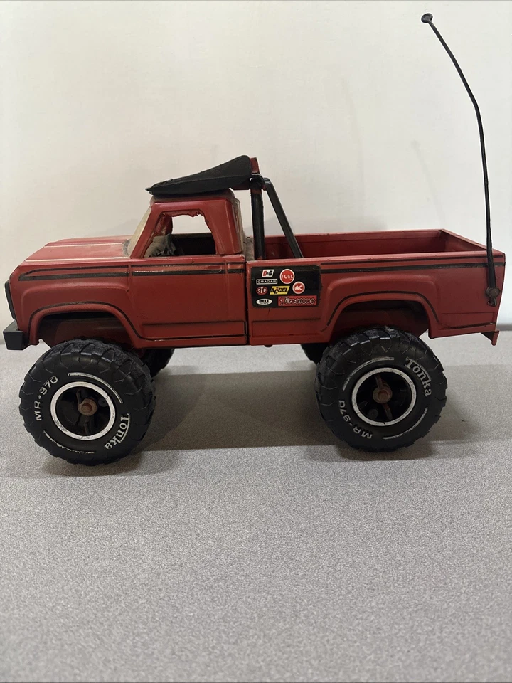 Camioneta grande vintage Tonka Toys hojalata acero/camión monstruo 4x4 Foto 4 de 4