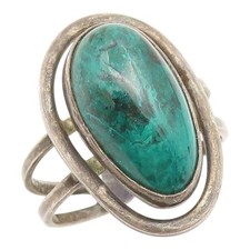 925 Sterling Silver Vintage Ring ISRAEL Eilat Stone Modern Band Sz 7 RG35267