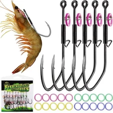 20Pcs Live Shrimp Hooks Fishing Saltwater Freshwater Professional V Live Shri