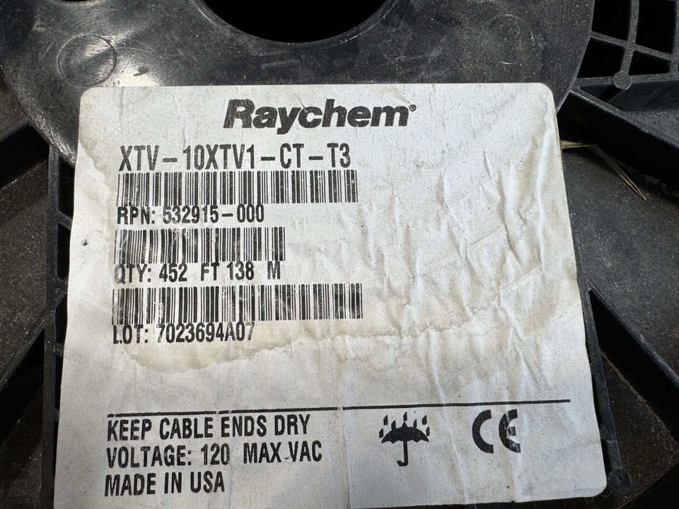 Raychem XTV-10XTV1-CT-T3 Parallel Self-regulating Heating Cable 250ft ...