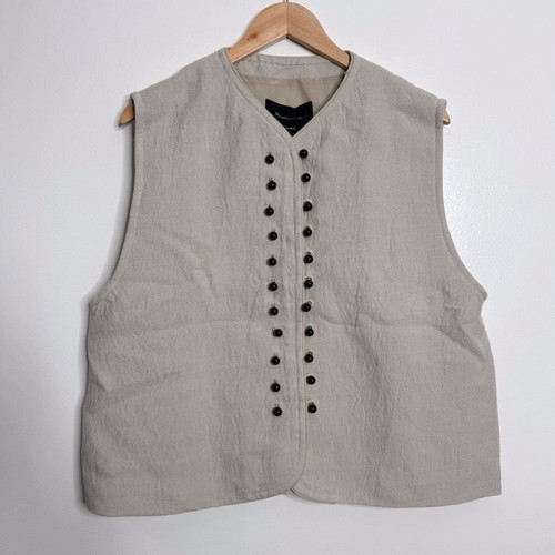 NWT Massimo Dutti Women's Buttoned V-Neck Waistcoat Beige Size Large