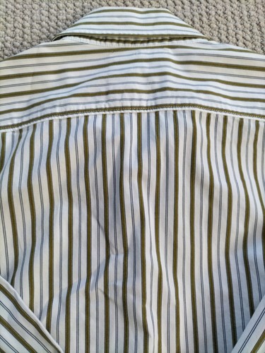 Hollister California Men's Long Sleeve Shirt Medium Striped Green White Brown - Picture 8 of 12