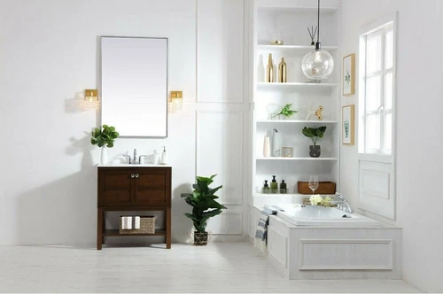 Crystal Wall Sconce Light Fixture Bathroom Vanity Foyer Dining Room Brass Color - Picture 2 of 12