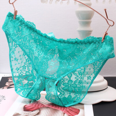 Sexy Women's See Through Cheeky Panties Thongs Crotchles Lace Briefs Intimates