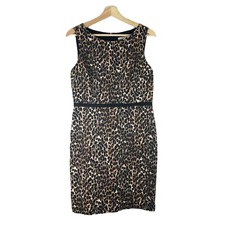 NWT Loft Animal Print Sheath Dress Sleeveless Tan Black Sz 8P