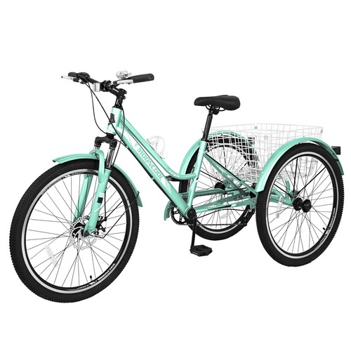 MOONCOOL Mountain Tricycle for Adults Women 26 inch 3 Wheels 7Speed Cruiser Bike - Picture 3 of 11