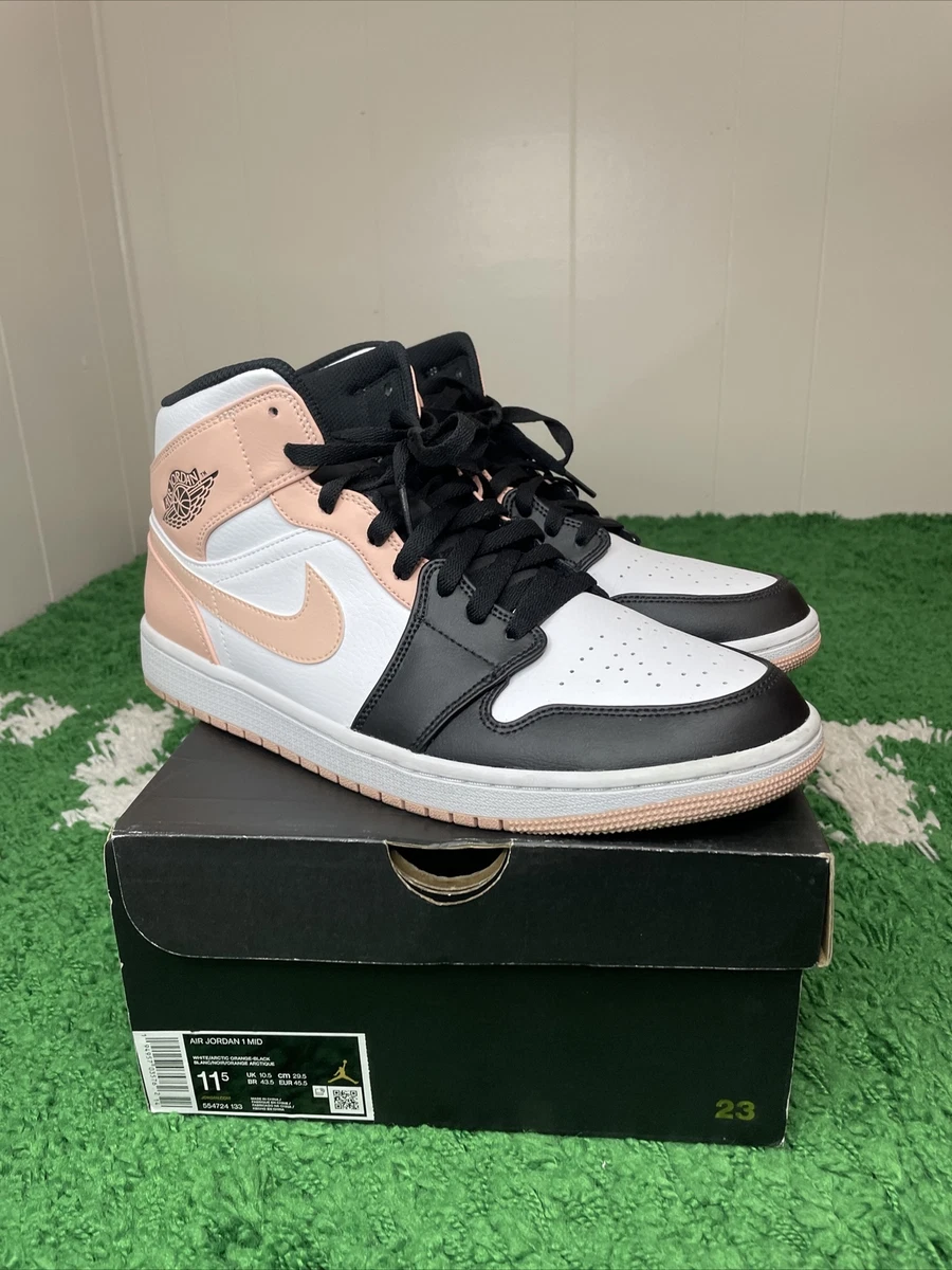 Nike Air Jordan 1 Mid Crimson Tint 554724-133 Pink Arctic White Black Size 11.5