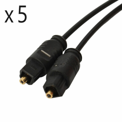 5 Pack Lot - TOSLINK Fiber Optical Optic Digital Audio SPDIF Cable Cord - 3ft