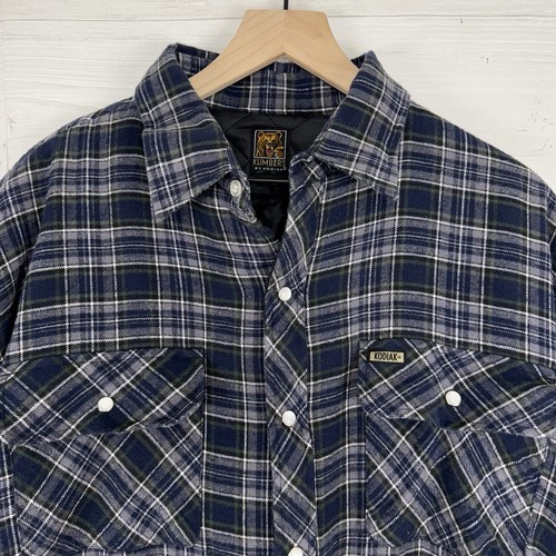 Vtg Klimbers by Kodiak Plaid Jacket Men XL Tall Navy Quilted Shacket Pearl Snaps - Picture 2 of 13