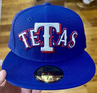 Texas Rangers ''TETAS'' Hat Banned Viral Overlap 59Fifty Fitted Cap New Royal Era