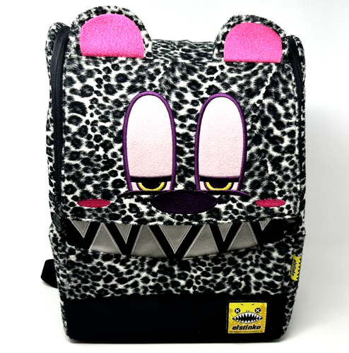 ElStinko Monster Face Backpack Laptop Bag 2011 Black White Pink 14"x12" Preowned