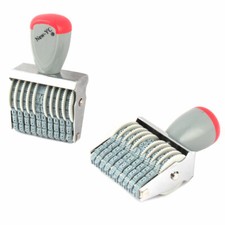 Office Rubber 10 Band Rolling Wheel 0-9 Numbers Digit Numbering Stamp 2 Pcs