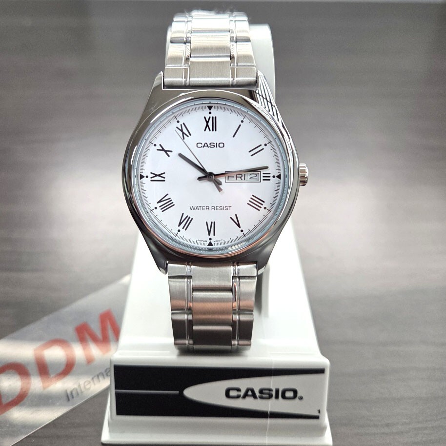 Casio Analog Silver Metal Band White Men MTP-V006D-7BDF Watch