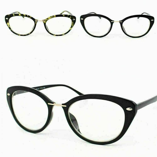 LENTE TRASPARENTE LUSSO Ovale Occhio Di Gatto Occhiali Rockabilly Occhiali  Da Vista Da Donna Tonalità UV400 | eBay