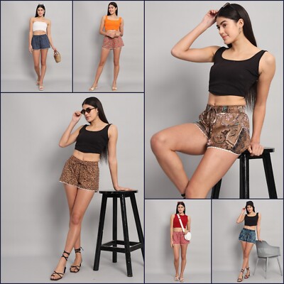 Damen Sommer Mini Shorts Cotto Niedrige Taille Sexy Aufdruck Hotpants Clubwear