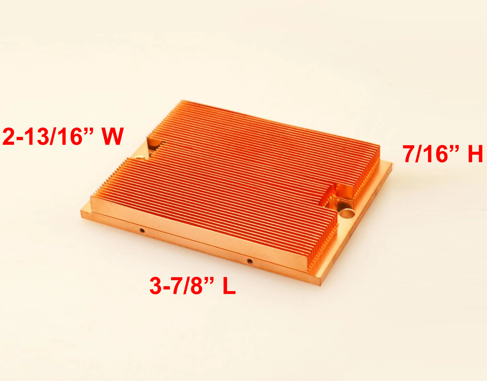 Pure Copper Heat Transfer Heatsink 3.85"L x 2.85"W x 0.4"H