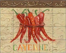Pepper Tile Backsplash Theresa Kasun Kitchen Art Ceramic Mural EC-TK009
