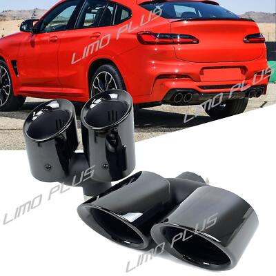 Gloss Black Exhaust Tips 60mm  Inlet for BMW X3 X4 G01 G02 M Sport 2019-2025