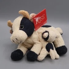 Russ Buddies Clover Cow Calf baby Plush Stuffed Animal Small 5" Bean Bag