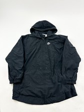 Vintage Nike Jacket Womens Medium Black Windbreaker Parka Hooded Full Zipper 90s