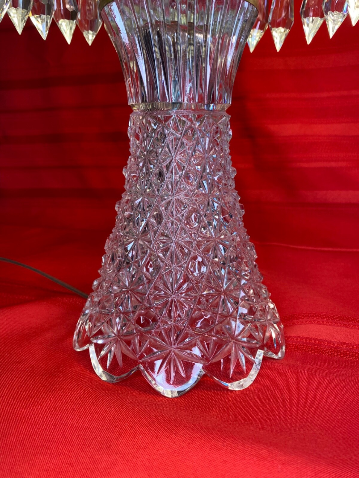 RARE Antique ABP Crystal Hand CUT GLASS Table LAMP Brass Fittings