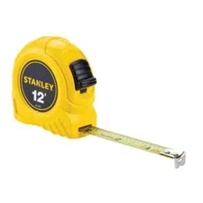 NEW Durable Stanley Tape Measure 12ft x 1/2in Yellow Case Non-Slip Grip