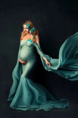Maternity Photography LongDress Bodycon Stretchy Pregnancy Dress For Photo Shoot - Bild 12 von 15