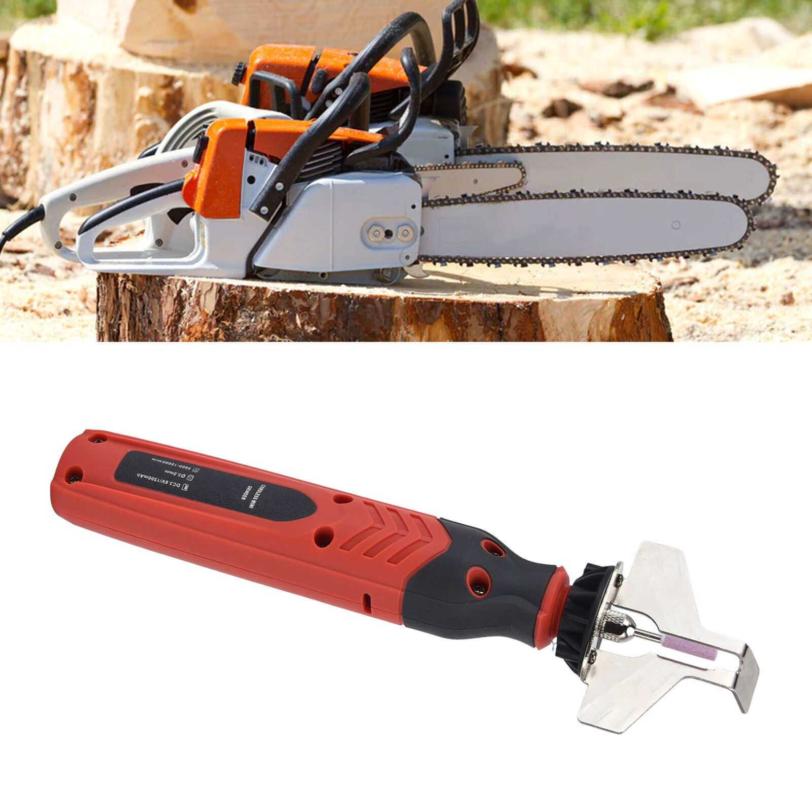 Cordless 3.6V Chainsaw Sharpener Kit Handheld Saw Sharpening Tool Red