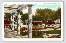 Postcard Indiana Columbus IN Irwin Garden 1947 Posted Linen