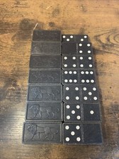 Set of 27 Vintage 1940s 1950s Wood Wooden Tiger Dominoes Game