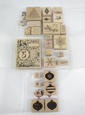 Stamping Up Stamp Set CHRISTMAS COLLAGE BACKGROUND Tree Gift Trimmings Snowflake