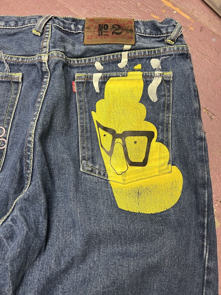 RARE Vintage Evisu Denim Jeans No 2 Size 36x32 Dark Wash Hip RARE Vintage Evisu Denim Jeans No 2 Size 36x32 Dark Wash Hip