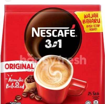 NESCAFE 3 in 1 Original Instant Coffee (18g) 25 sticks x 2 packs