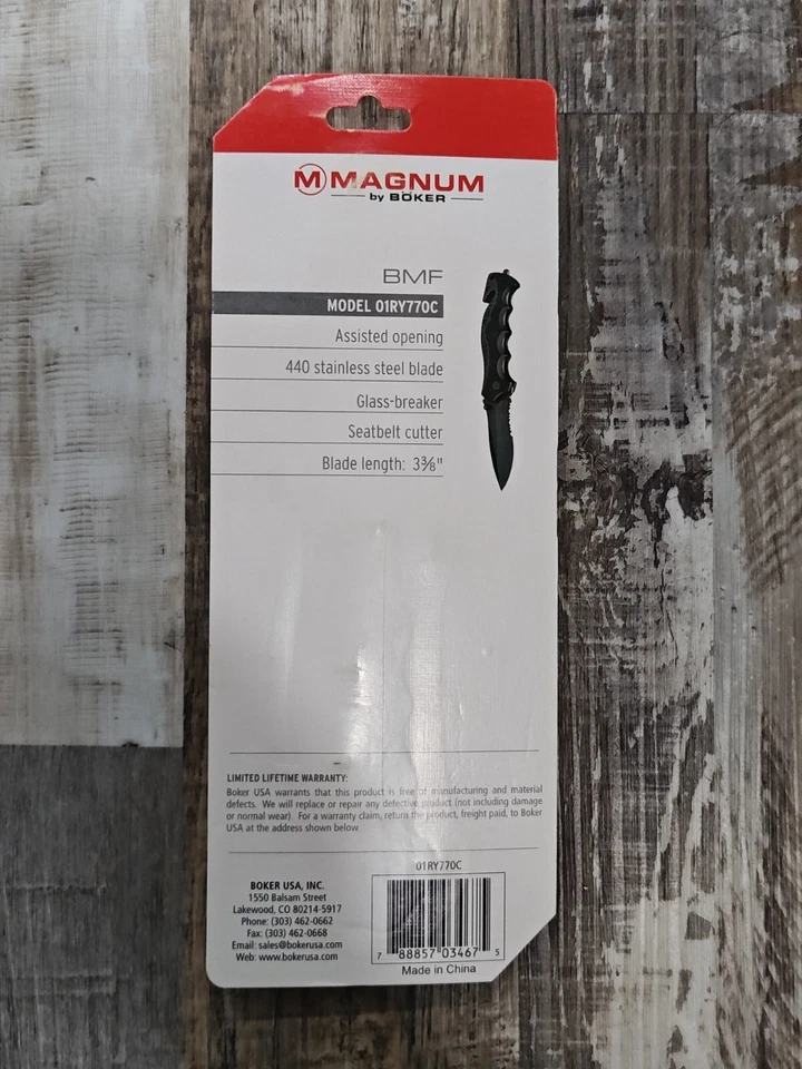 Rompedor de vidrio cortador de cinturón de seguridad parcialmente dentado BMF MAGNUM por BOKER 01RY770C Foto 2 de 2