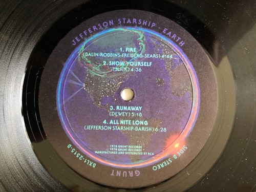 ++ RECORD ONLY! NO COVER! ++ Jefferson Starship EARTH Original 1978 Grunt VG++ - Imagen 2 de 4
