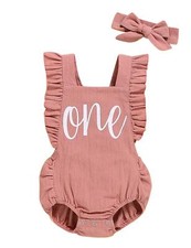 Baby Girls One Year Old Outfits First Birthday Romper Cute Backless Ruffles J...