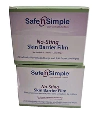 Safe n Simple No-Sting Skin Barrier Film 50 wipes - 2 BOXES of 25